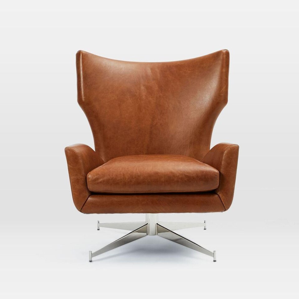 Hemming Leather Swivel Armchair West Elm Australia